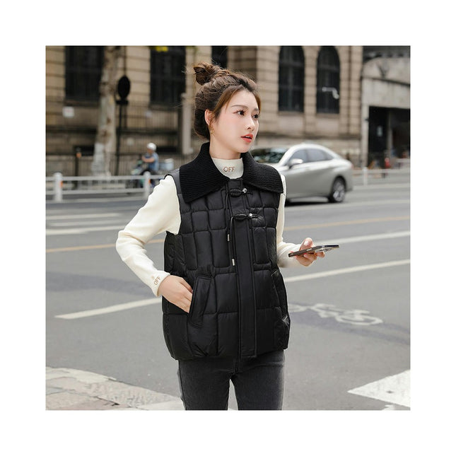 Womens Puffer Vest Sleeveless Quilted Zip Up Winter Gilet Jacket with Pockets