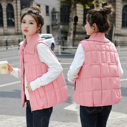 Womens Puffer Vest Sleeveless Quilted Zip Up Winter Gilet Jacket with Pockets