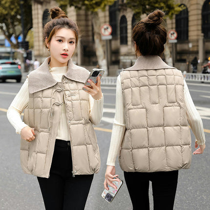 Womens Puffer Vest Sleeveless Quilted Zip Up Winter Gilet Jacket with Pockets