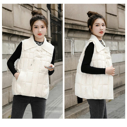 Womens Puffer Vest Sleeveless Quilted Zip Up Winter Gilet Jacket with Pockets