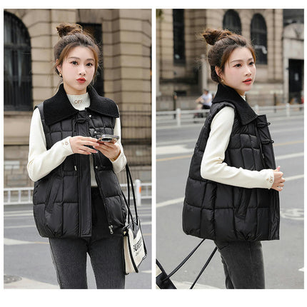 Womens Puffer Vest Sleeveless Quilted Zip Up Winter Gilet Jacket with Pockets