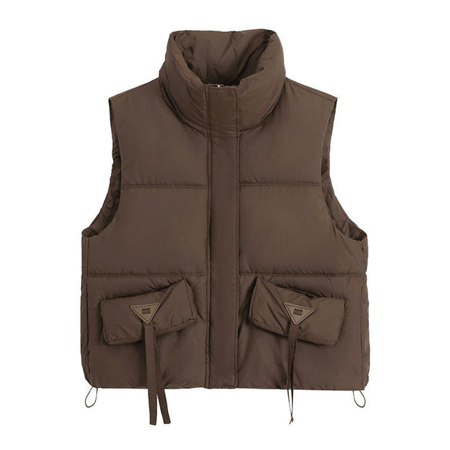 Puffer Vest for Women Sleeveless Stand Collar Zip Up Winter Gilet Jacket