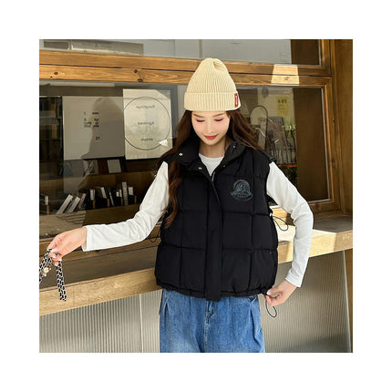 Womens Puffer Vest Sleeveless Zip Up Quilted Stand Collar Gilet Jacket