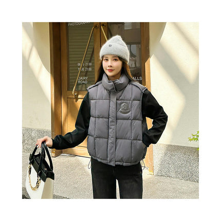 Womens Puffer Vest Sleeveless Zip Up Quilted Stand Collar Gilet Jacket