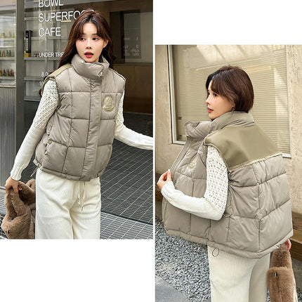 Womens Puffer Vest Sleeveless Zip Up Quilted Stand Collar Gilet Jacket