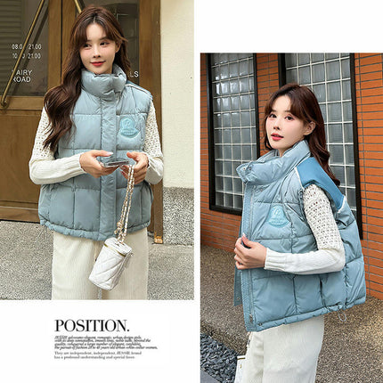 Womens Puffer Vest Sleeveless Zip Up Quilted Stand Collar Gilet Jacket