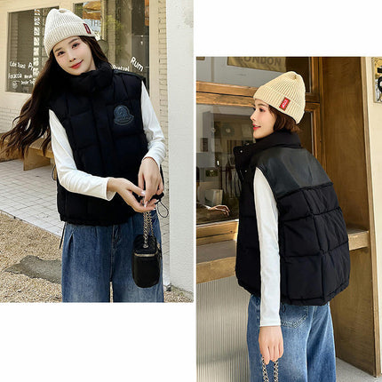 Womens Puffer Vest Sleeveless Zip Up Quilted Stand Collar Gilet Jacket