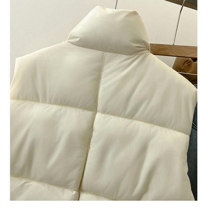Women's Down Vest Puffer Stand Collar Zip Up Crop Sleeveless Jacket