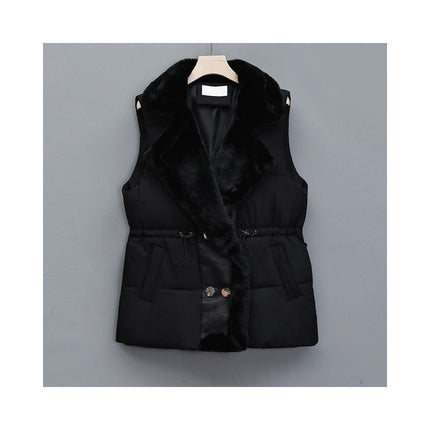 Womens Reversible Puffer Vests Sleeveless Fleece Warm Winter Jacket Coats