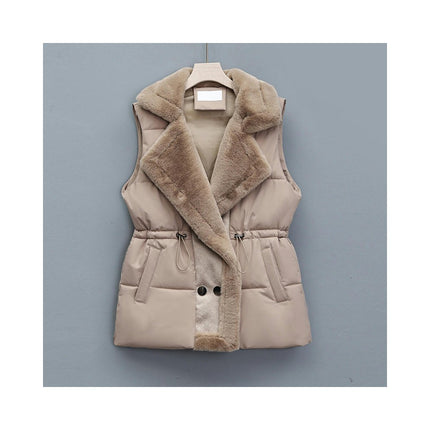 Womens Reversible Puffer Vests Sleeveless Fleece Warm Winter Jacket Coats