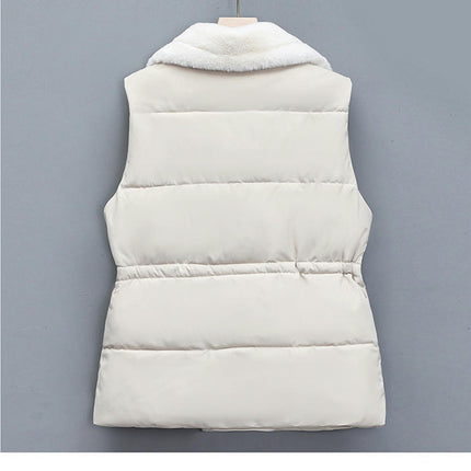 Womens Reversible Puffer Vests Sleeveless Fleece Warm Winter Jacket Coats