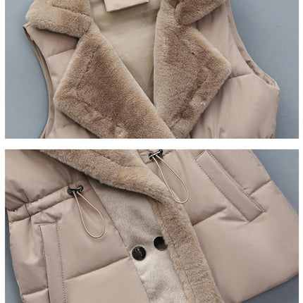 Womens Reversible Puffer Vests Sleeveless Fleece Warm Winter Jacket Coats