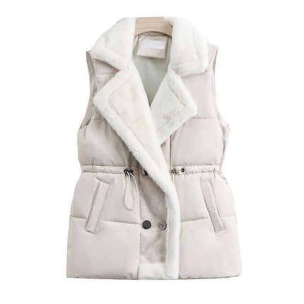 Womens Reversible Puffer Vests Sleeveless Fleece Warm Winter Jacket Coats