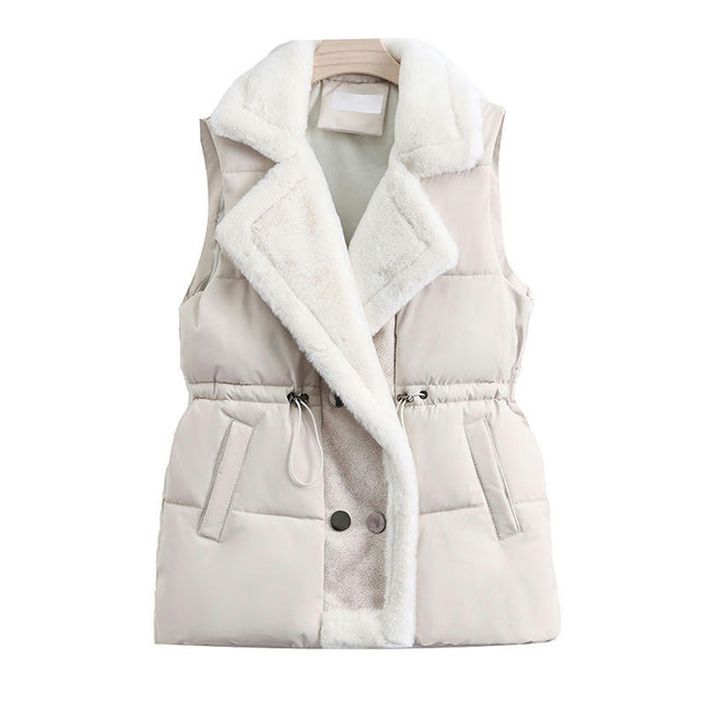 Womens Reversible Puffer Vests Sleeveless Fleece Warm Winter Jacket Coats