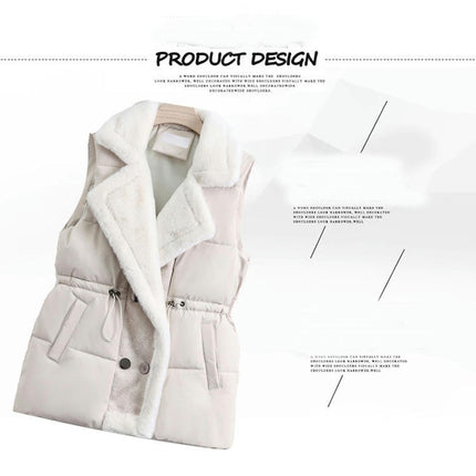 Womens Reversible Puffer Vests Sleeveless Fleece Warm Winter Jacket Coats