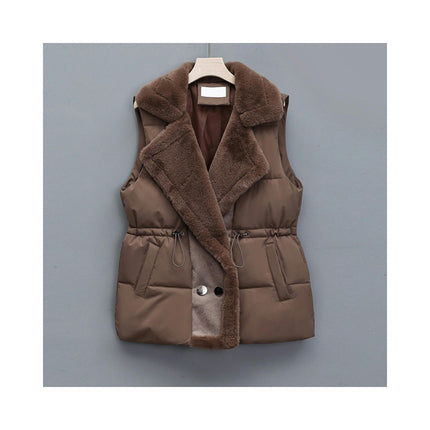 Womens Reversible Puffer Vests Sleeveless Fleece Warm Winter Jacket Coats