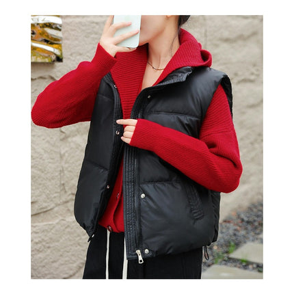 Womens Quilted Puffer Vest Winter Stand Collar Puffer Gilet Vest with Pockets