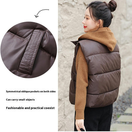Womens Quilted Puffer Vest Winter Stand Collar Puffer Gilet Vest with Pockets