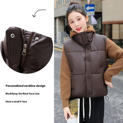 Womens Quilted Puffer Vest Winter Stand Collar Puffer Gilet Vest with Pockets