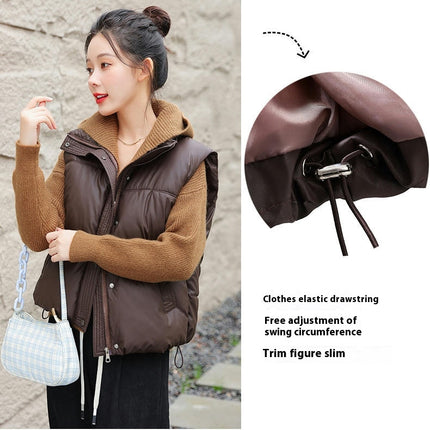 Womens Quilted Puffer Vest Winter Stand Collar Puffer Gilet Vest with Pockets
