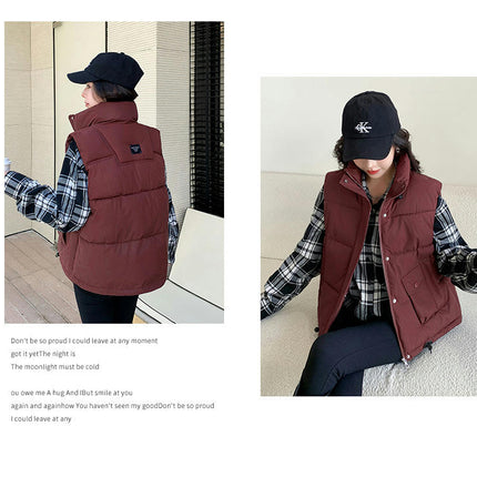 Women's Puffer Vest Stand Collar Sleeveless Coat Zipper Winter Gilet Jacket
