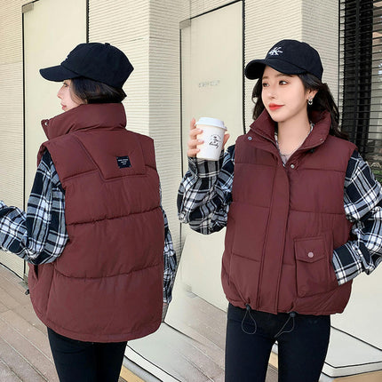 Women's Puffer Vest Stand Collar Sleeveless Coat Zipper Winter Gilet Jacket