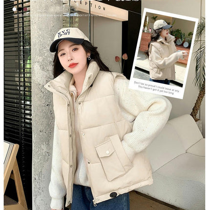 Women's Puffer Vest Stand Collar Sleeveless Coat Zipper Winter Gilet Jacket