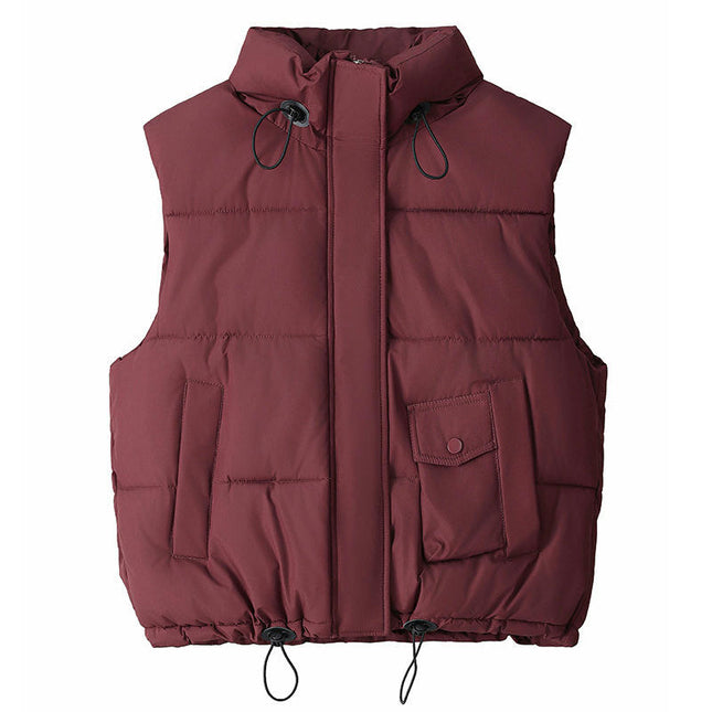Women's Puffer Vest Stand Collar Sleeveless Coat Zipper Winter Gilet Jacket