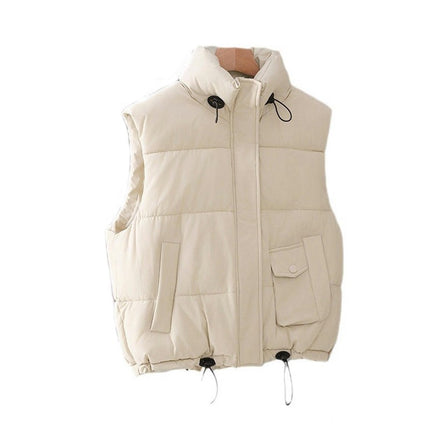 Women's Puffer Vest Stand Collar Sleeveless Coat Zipper Winter Gilet Jacket