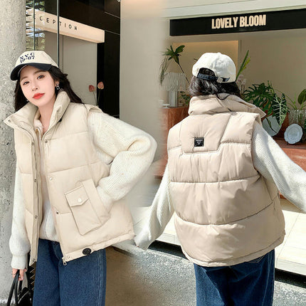 Women's Puffer Vest Stand Collar Sleeveless Coat Zipper Winter Gilet Jacket