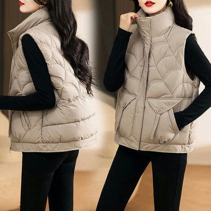 Women's Puffer Vest Stand Collar Sleeveless Zipper Winter Gilet Jacket