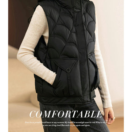 Women's Puffer Vest Stand Collar Sleeveless Zipper Winter Gilet Jacket