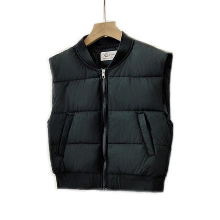 Women Puffer Vest Sleeveless Winter Cropped Outerwear Warm Gilet with Pockets