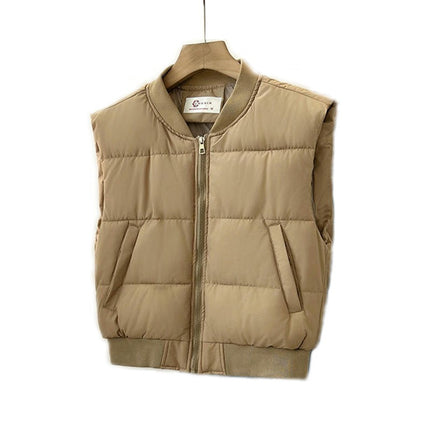 Women Puffer Vest Sleeveless Winter Cropped Outerwear Warm Gilet with Pockets