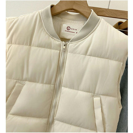 Women Puffer Vest Sleeveless Winter Cropped Outerwear Warm Gilet with Pockets