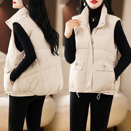 Womens Puffer Vest Zip Up Sleeveless Warm Outerwear Padded Gilet
