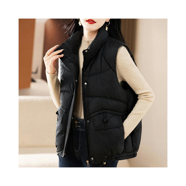 Womens Puffer Vest Zip Up Sleeveless Warm Outerwear Padded Gilet