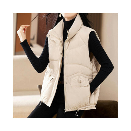 Womens Puffer Vest Zip Up Sleeveless Warm Outerwear Padded Gilet