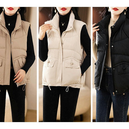 Womens Puffer Vest Zip Up Sleeveless Warm Outerwear Padded Gilet
