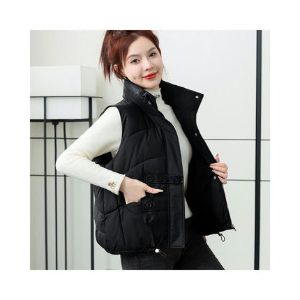 Womens Puffer Vest Stand Collar Sleeveless Zip Up Gilet Jacket Outwear