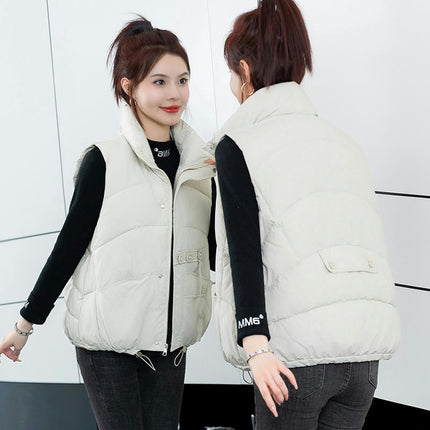 Womens Puffer Vest Stand Collar Sleeveless Zip Up Gilet Jacket Outwear