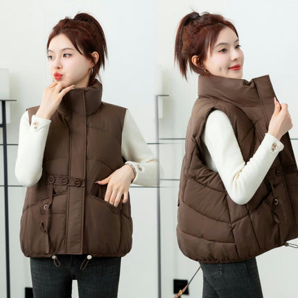 Womens Puffer Vest Stand Collar Sleeveless Zip Up Gilet Jacket Outwear