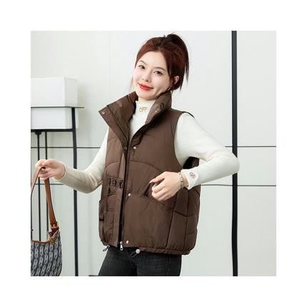 Womens Puffer Vest Stand Collar Sleeveless Zip Up Gilet Jacket Outwear