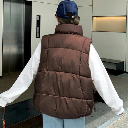 Womens Puffer Vest Stand Collar Sleeveless Zip Up Gilet Coat with Pockets