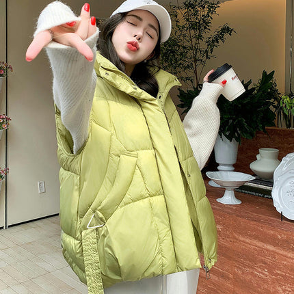 Womens Puffer Vest Stand Collar Sleeveless Zip Up Gilet Coat with Pockets