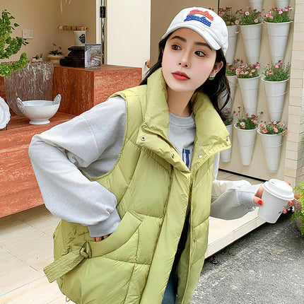 Womens Puffer Vest Stand Collar Sleeveless Zip Up Gilet Coat with Pockets