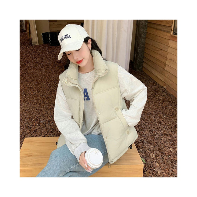 Puffer Vest for Women Sleeveless Zip Up Padded Jacket Stand Collar Coat