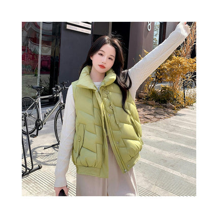Women's Puffer Vest Stand Collar Sleeveless Gilet Zip Up Warm Vest Jacket