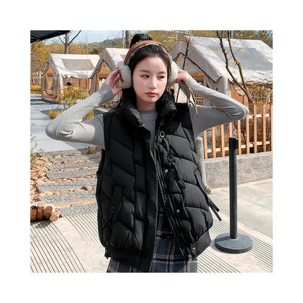 Women's Puffer Vest Stand Collar Sleeveless Gilet Zip Up Warm Vest Jacket