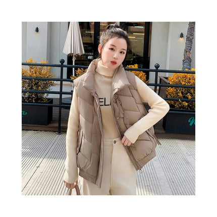 Women's Puffer Vest Stand Collar Sleeveless Gilet Zip Up Warm Vest Jacket